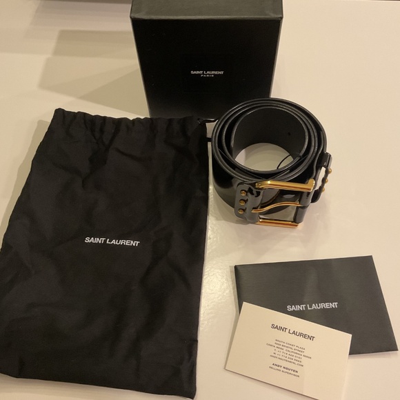 NWT Saint Laurent Black Patent  Leather Softy Belt 90 main image 10